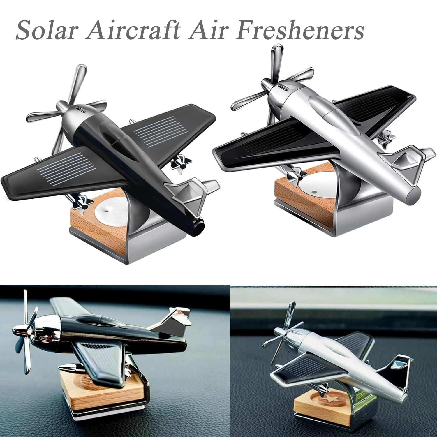 

Solar Cessna Aircraft With Fragrance Car Air Fresheners Ornaments Solar Energy Rotate Aromatherapy Decor for Car Office Home