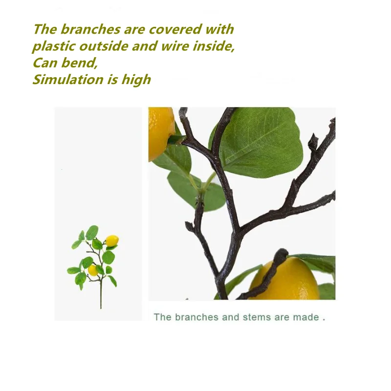 Artificial Flower Lemon Branch Simulated Green Fruit Plant Hotel Restaurant Home Decor Plastic Single |