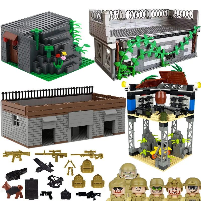 

Конструктор Военный из строительных блоков, база для военных игр, замок армии, разведывательная башня, оружие, кирпичи, игрушка для мальчико...