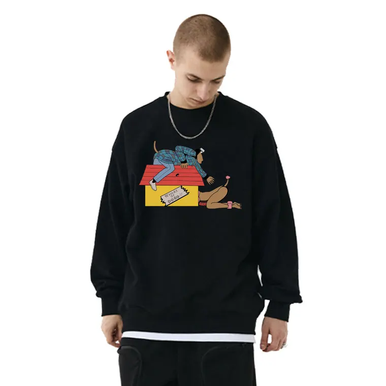 

Funny Be Ware of Dogg Printed Soft Sweatshirts Rapper Anime Cartoon Style Snoop Dogg Graphic Sweatshirt Men Women Loose Pullover