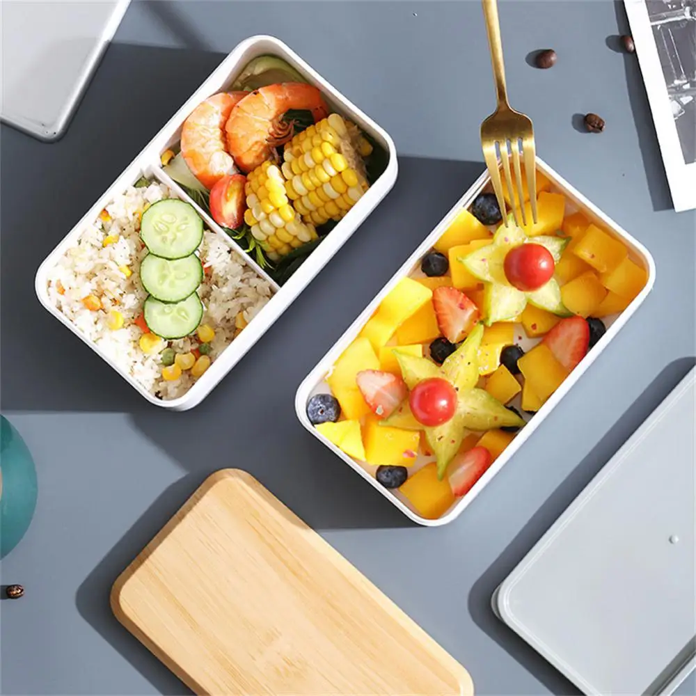 

Microwave Bento Box Wood Double-layer Bento Lunch Box Office Worker Student Portable Grain Lunch Box Kitchen Accessories