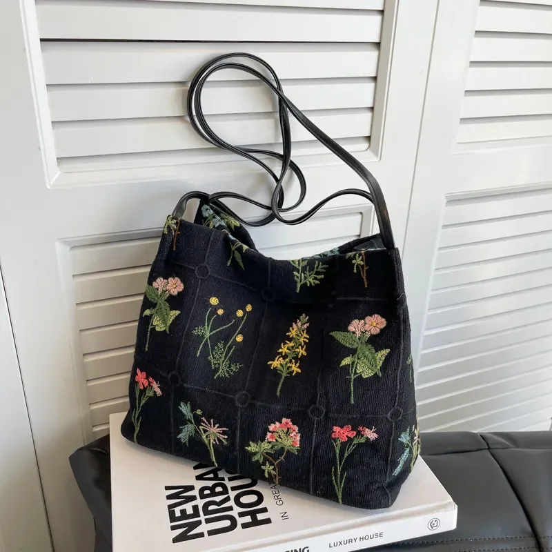 

Cloth 2022 Female Tote Fashionable Bags Pattern Shoulder Vintage Flowering Handbag Hylhexyr Women Bag Cotton Linen