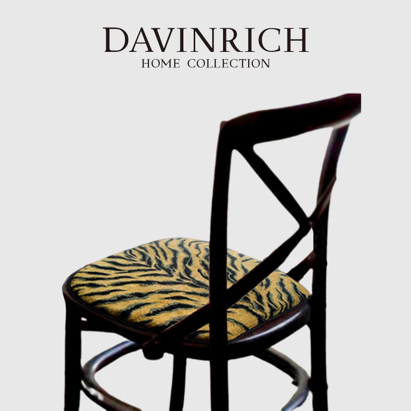 

DAVINRICH Luxury Tiger Skin Stripes Jacquard Chair Slipcover Wild Nature Themed Decorative Chair Pad Seat Cushion In Black Gold
