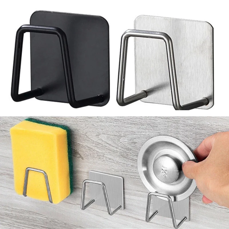 

Kitchen Sink Sponge Rack Stainless Steel Wire Ball Rag Holder Self-adhesive Sponges Holder Drain Drying Rack Kitchen Organizer