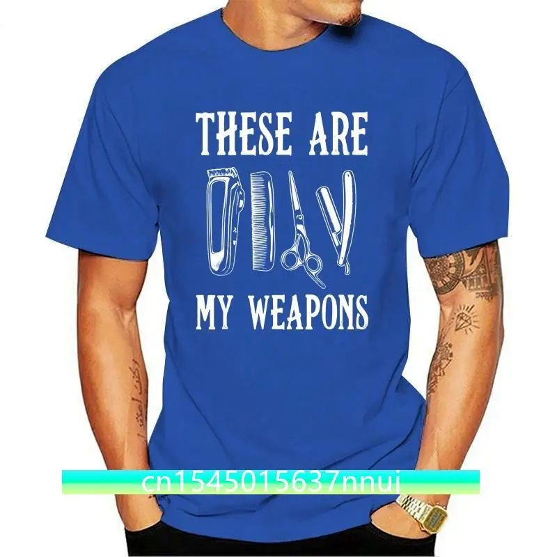 

New These Are My Weapons Barber Shop Shirt Gift for Lover Beard T-Shirt 2021 Summer Brand Cotton Men Basic Tops Fitness T-Shirt