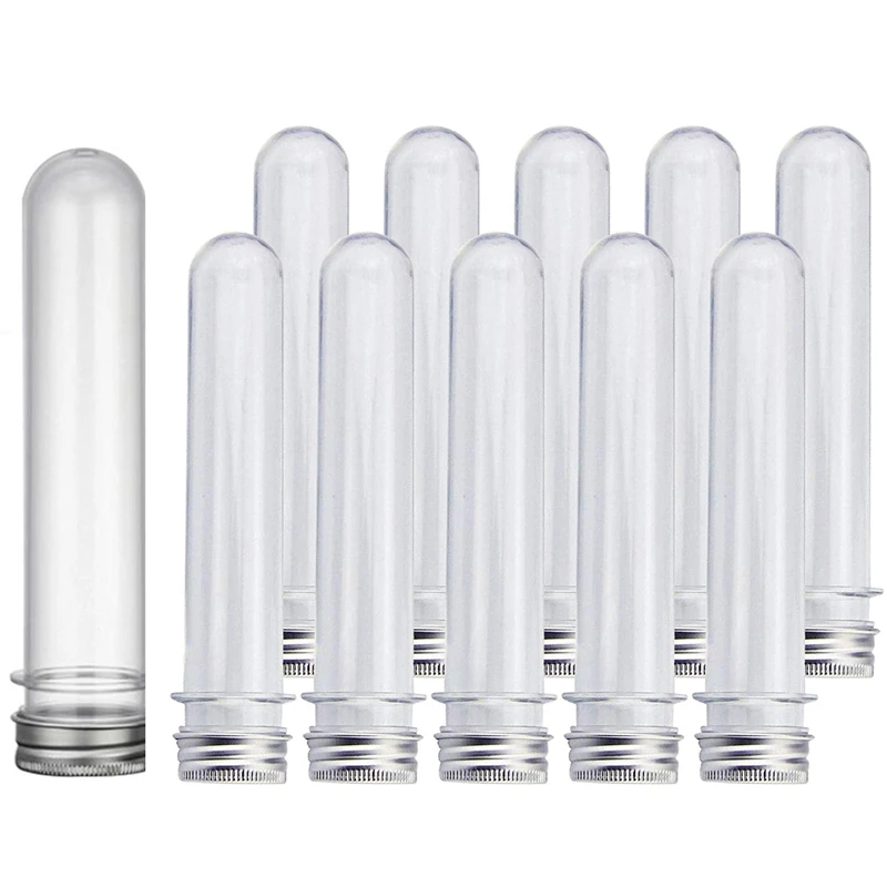 

50X 40Ml Plastic Test Tube With Screw Cap Bottle Aluminum Cap & 10X Test Tubes Transparent Storage Tubes With Lid 100Ml