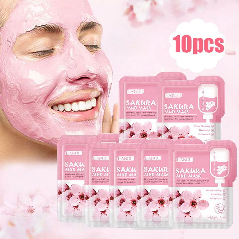 

10pcs Japan Sakura Mud Face Mask Shrink Pores Deeping Cleansing Skin Oil-Control Moisturizer Mask Whitening Anti-Aging Cosmetics