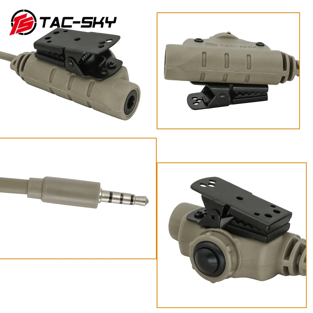 TS TAC-SKY Tactical Headset PTT Plug 3.5mm Adapter Tactical Push to Talk Phone PTT U94 V2 PTT Compatible with PELTOR COMTAC