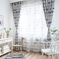 green cartoon curtains for living room fish tulle boy kids children bedroom sheer windows treatment home decoration