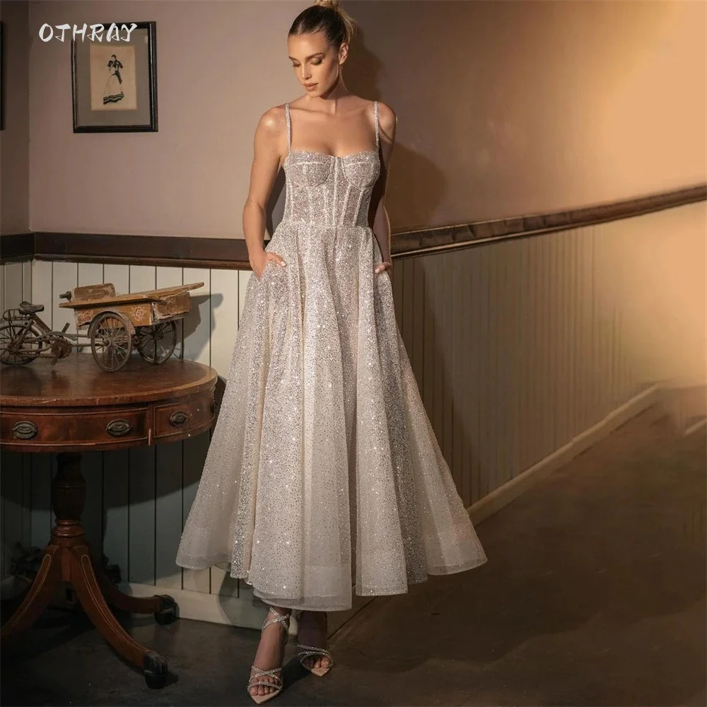 Блестящее платье до щиколотки с блестками для выпускного вечера трапециевидного