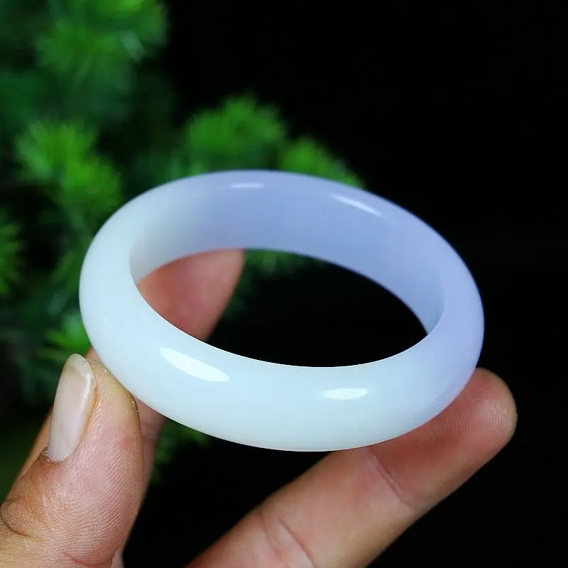 

White and Purple Flat Bracelet Violet Ladies Simple Joker Jade Bracelet