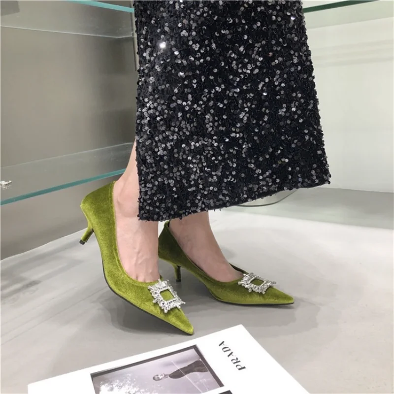 

Fashion Crystal Shoes Sexy Heels Pumps Pointed Head Crystal Luxury Wedding Shoes Women Shoes Sexy Thin Heels 2022 Women's Pumps