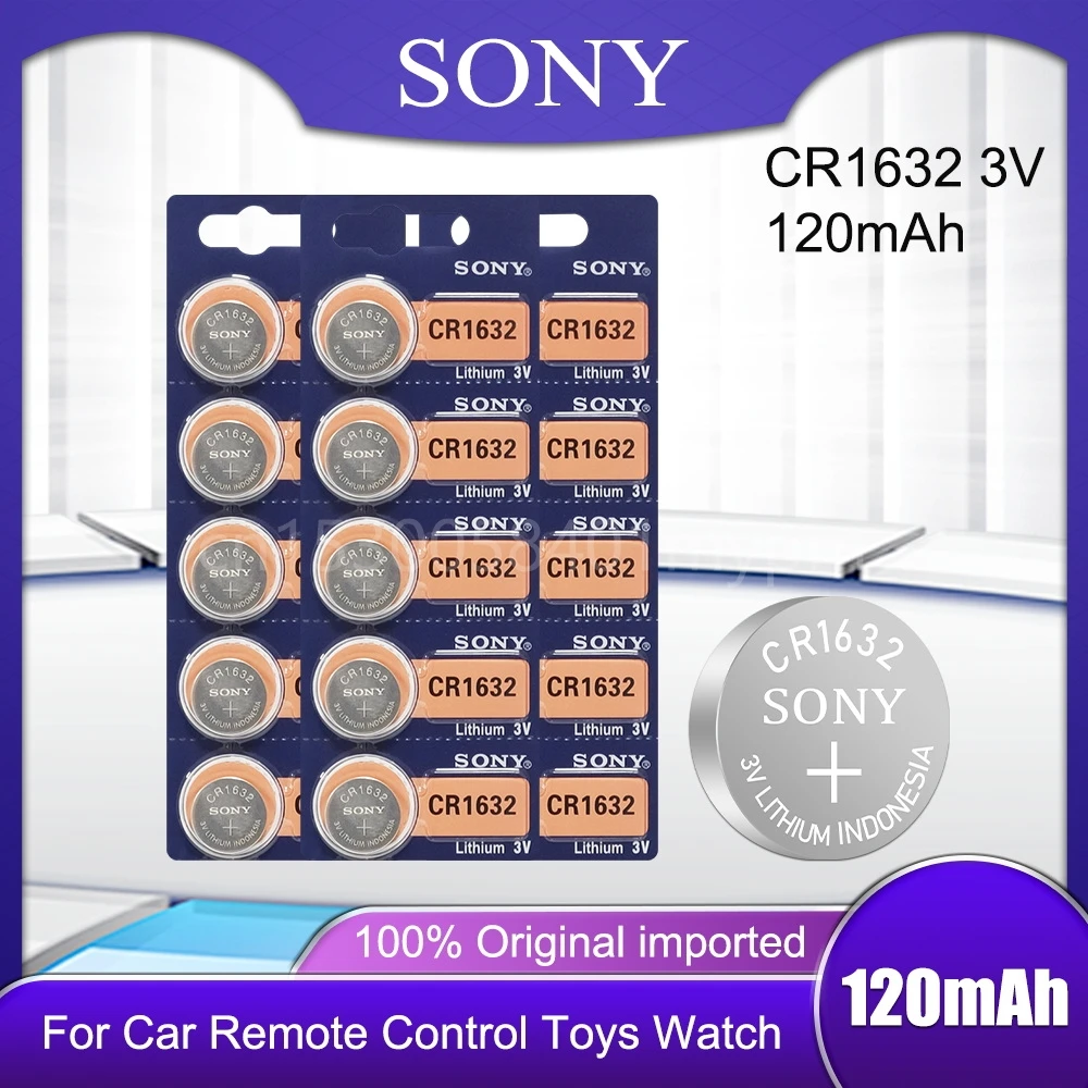 

Оригинальный литиевый кнопочный Аккумулятор SONY CR1632 CR 1632 ECR1632 DL1632 KCR1632 LM1632 3 в, батареи для автомобильных ключей, игрушек, часов