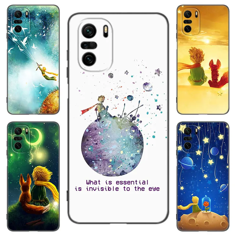 Little Prince And Fox Black Silicone Phone Case For Xiaomi POCO X3 X4 NFC F4 GT F5 F6 M4 M6 X5 X6 NEO Pro 5G M5
