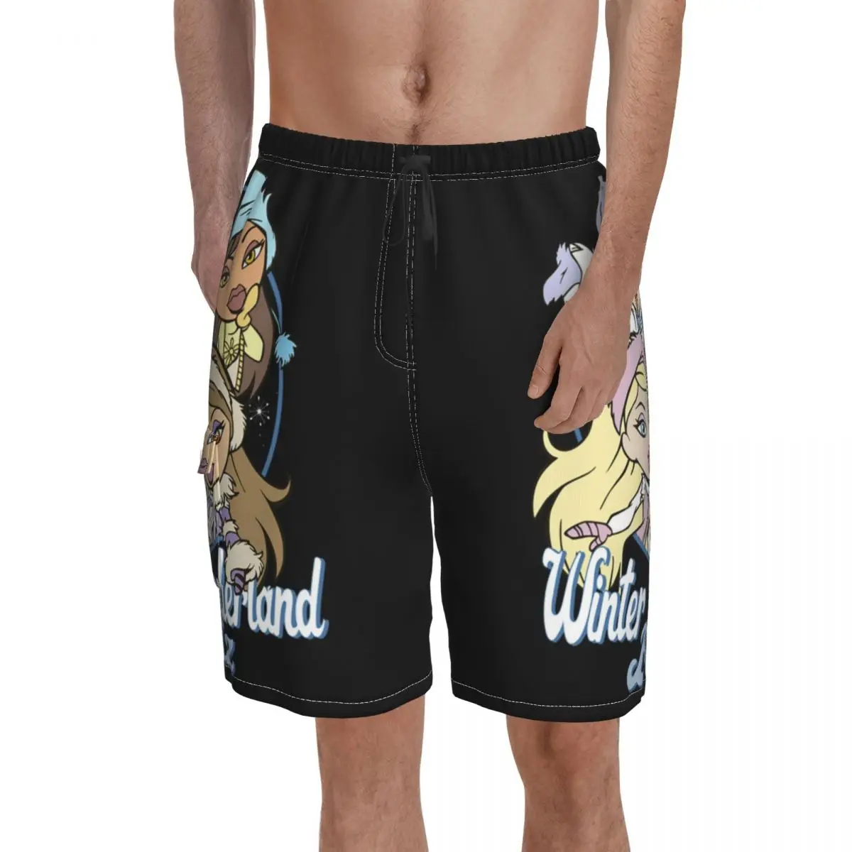 

Bratz Winter Wonderland Bratz Circle Portrait Board Shorts makeup angel style feminsim fashion Males Comfortable Board Shorts