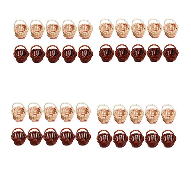 

Hot 40Pcs Basket Mini Woven Baskets With Handles Plant Pots Containers Sundries Makeup Organizer For Tiny Baskets Photo Prop