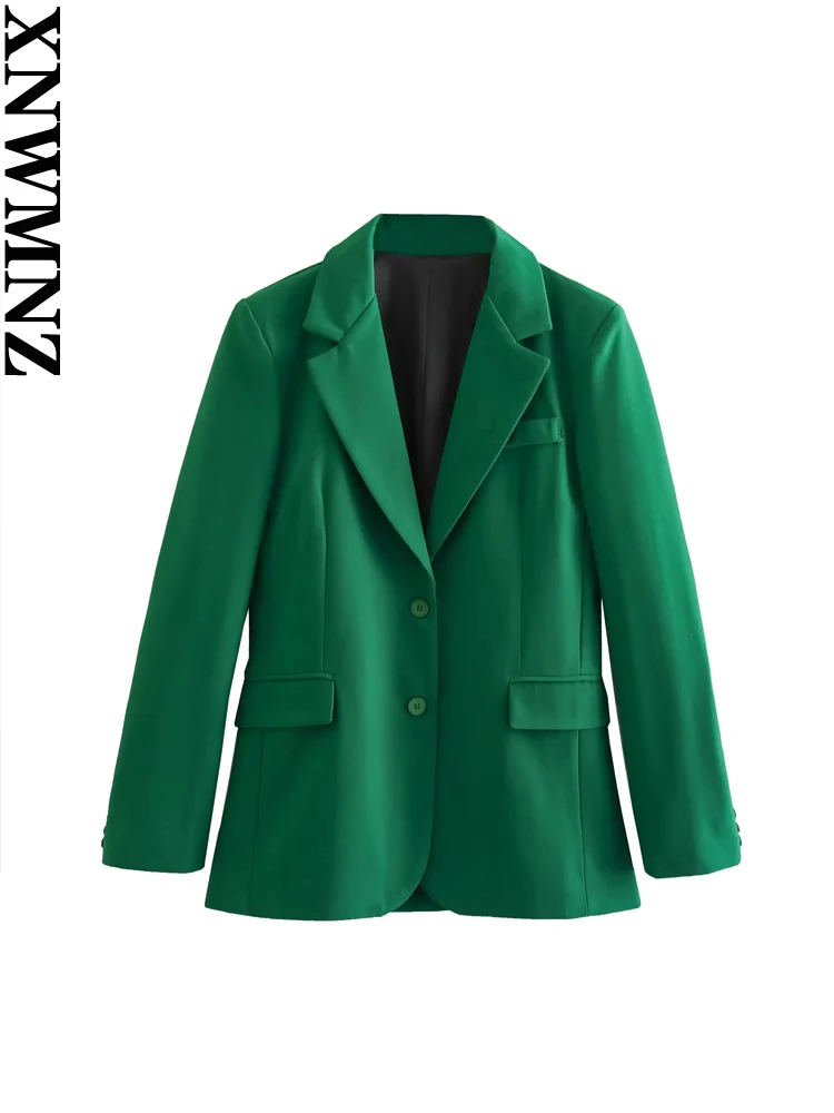 

XNWMNZ 2023 Women Fashion Straight Blazer or High Street Minimalist High Waist Pants Office Lady Chic Female Two-piece Set