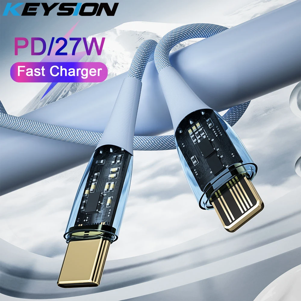 

KEYSION PD 27W Fast Charging USB Type C Cable for iPhone 14 13 12 11 Pro Max XR X XS Max Quick Charge Data Cord for MacBook iPad