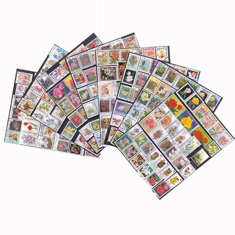 

100 PCS All Different Topic Flower Plants No Repeat Unused With Post Mark In Good Condition Postage Stamps Collection