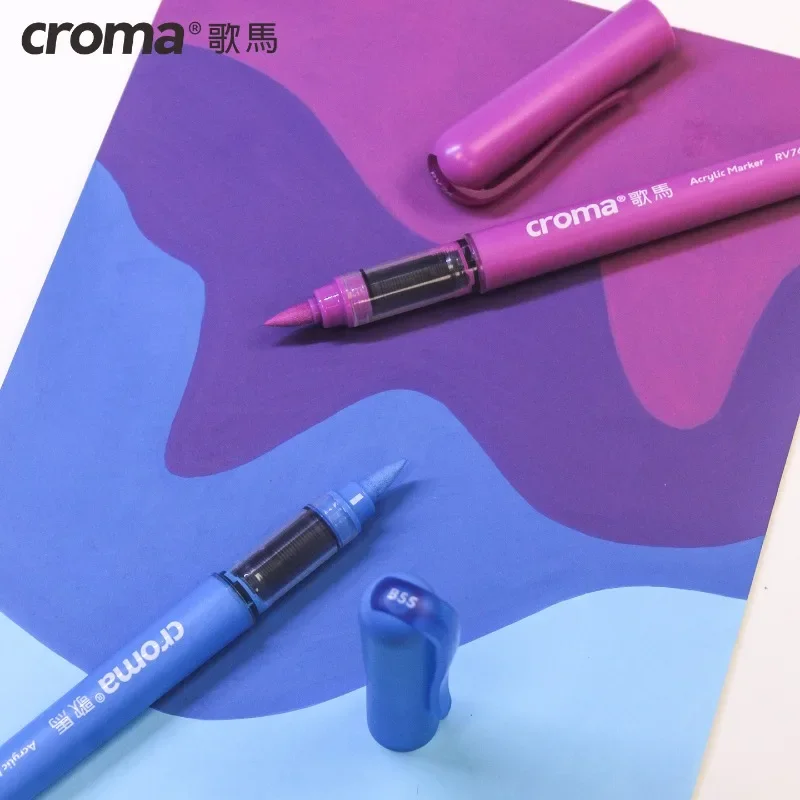 Фото Croma 160/1 цветов многоразового использования прямой жидкий акриловый маркер с мягким наконечником акварельная моющаяся кисть товары для рукоделия канцелярские принадлежности №5