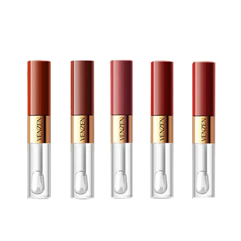 

VENZEN Long Lasting Matte Lip Gloss Double Head Lipstick Lips Glaze Waterproof Lip Tint Beauty Makeup Cosmetic