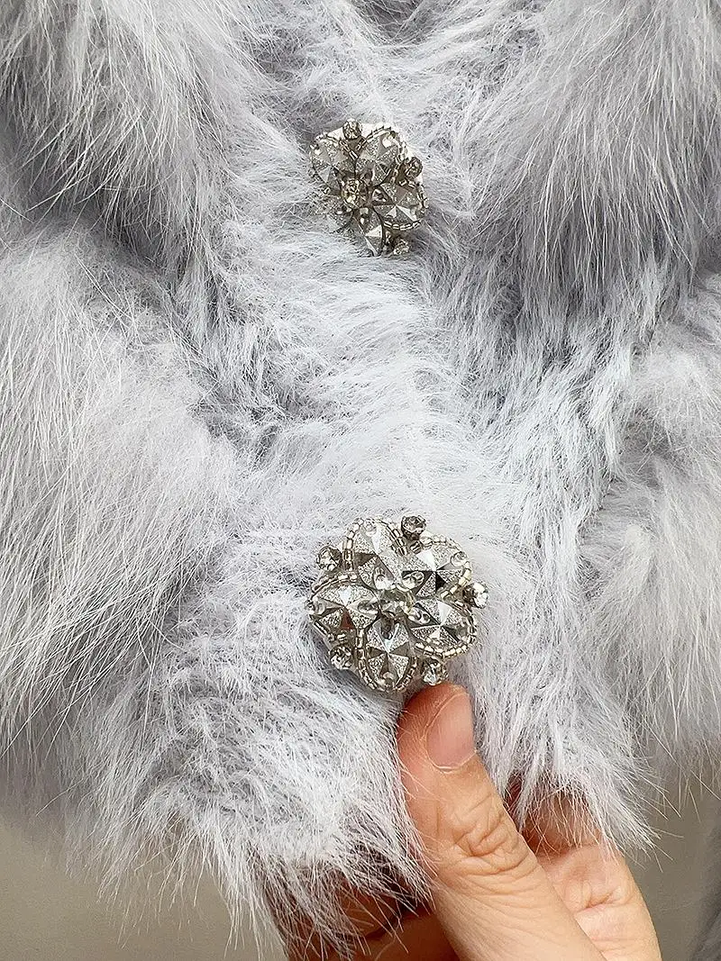 Real Shot! Sweater Cardigan Women 2024 Autumn New High end Temperament Elegant Fox Fur Patchwork Two Buttons Mink Cashmere Ca... |