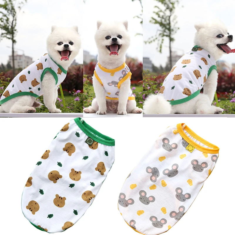

Dog Clothes Summer Thin Leisure Vest Cartoon Mouse Bear Print Sleeveless T-Shirt for Small Medium Dog Cat Pet Costumes Schnauzer