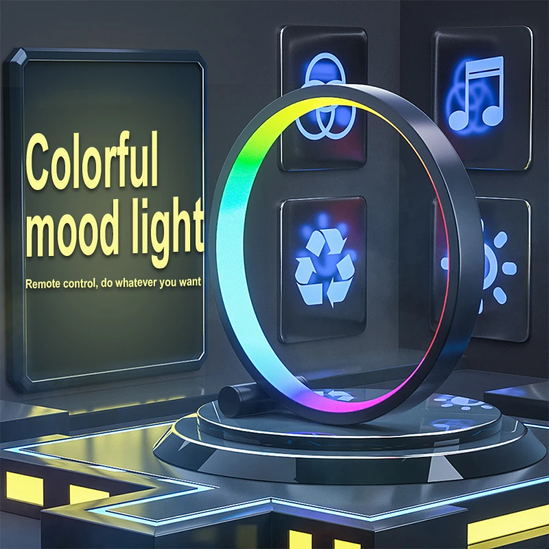 

RGB Led Night Light Ring Desk App Music Rhythm Atmosphere Light Remote Control Dimming Game Desktop Bedroom Bar Live Broadcast