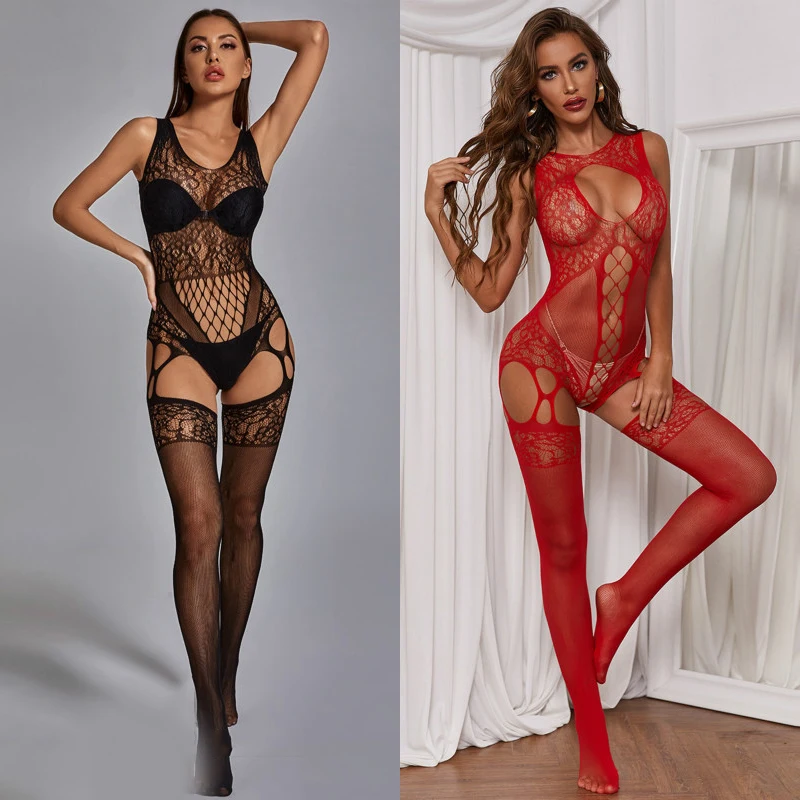 

Sexy Bodystockings Lingerie Bodysuit Underwear Fishnet Crotchless Mesh Tights