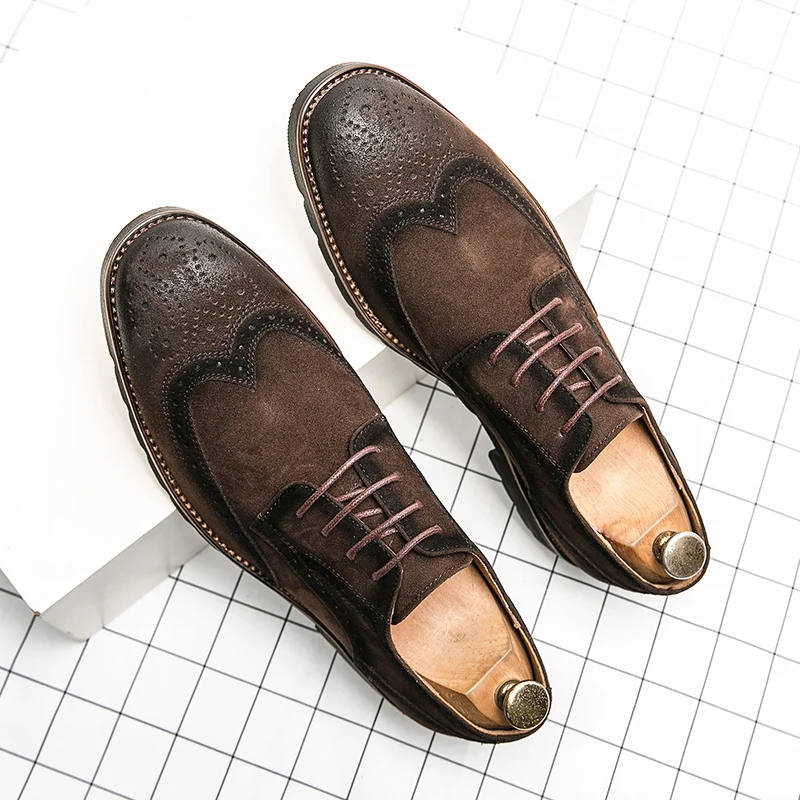 Туфли деловые классические мужские кожаные туфли дерби броги на шнуровке