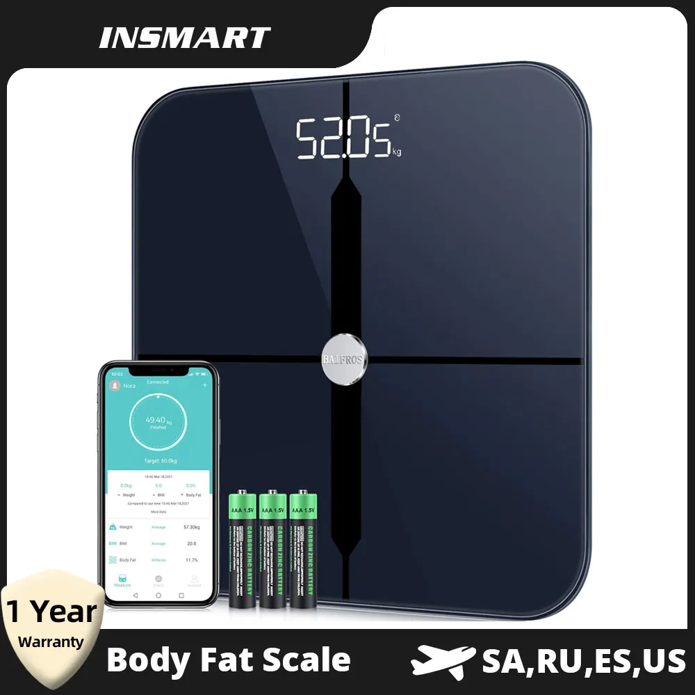 INSMART Smart Weight Scale Digital Body Fat Scales Balance Bioimpedance Bathroom Scale BMI Composition Analyzer for Human