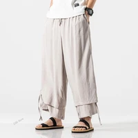 male harajuku style sweatpants men casual trousers 3xl 2021 men wide leg pants summer streewear cotton linen loose jogging pants