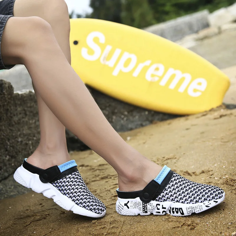 JIEMIAO Unisex Beach Outdoor Sandals Summer Mesh Breathable Clogs Men Sneakers Antiskid Hiking Sandals Slippers Zapatos Hombre