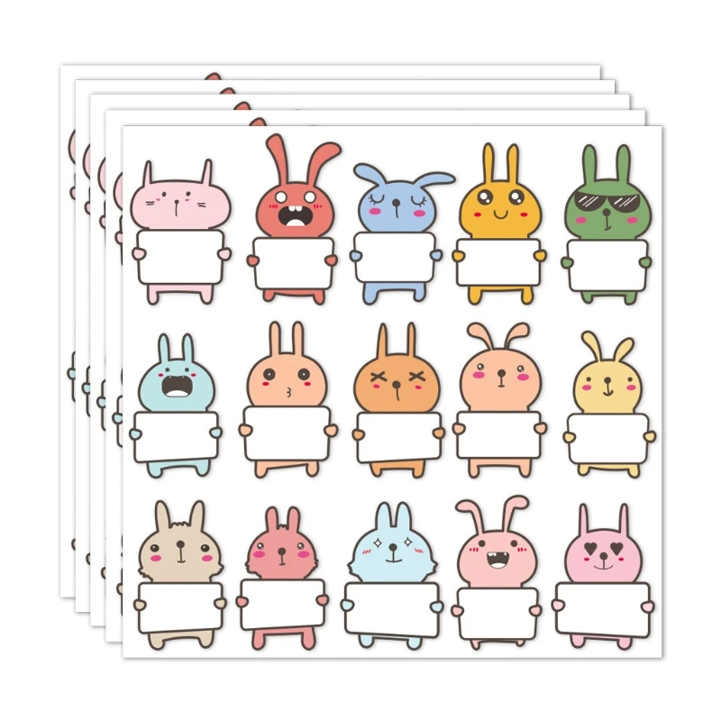 

5 Pcs/Pack Cartoon Name Labels Ideal for Daycare School Home Self-adhesive Name Stickers Waterproof Write-On Big Labels