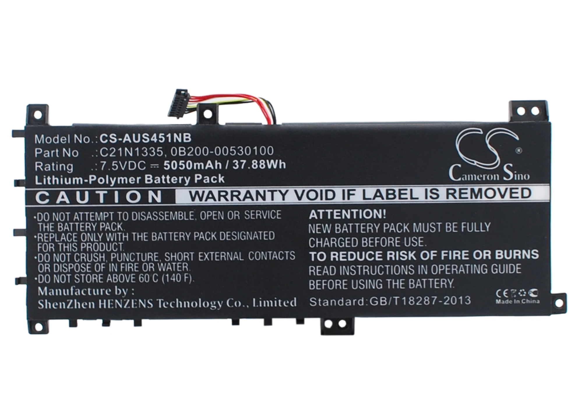 

CS 5050mAh/37.88Wh battery for Asus K451L,K451LN,K451LN-WX162H,S451LN,VivoBook S451,VivoBook S451LA,VivoBook S451LB