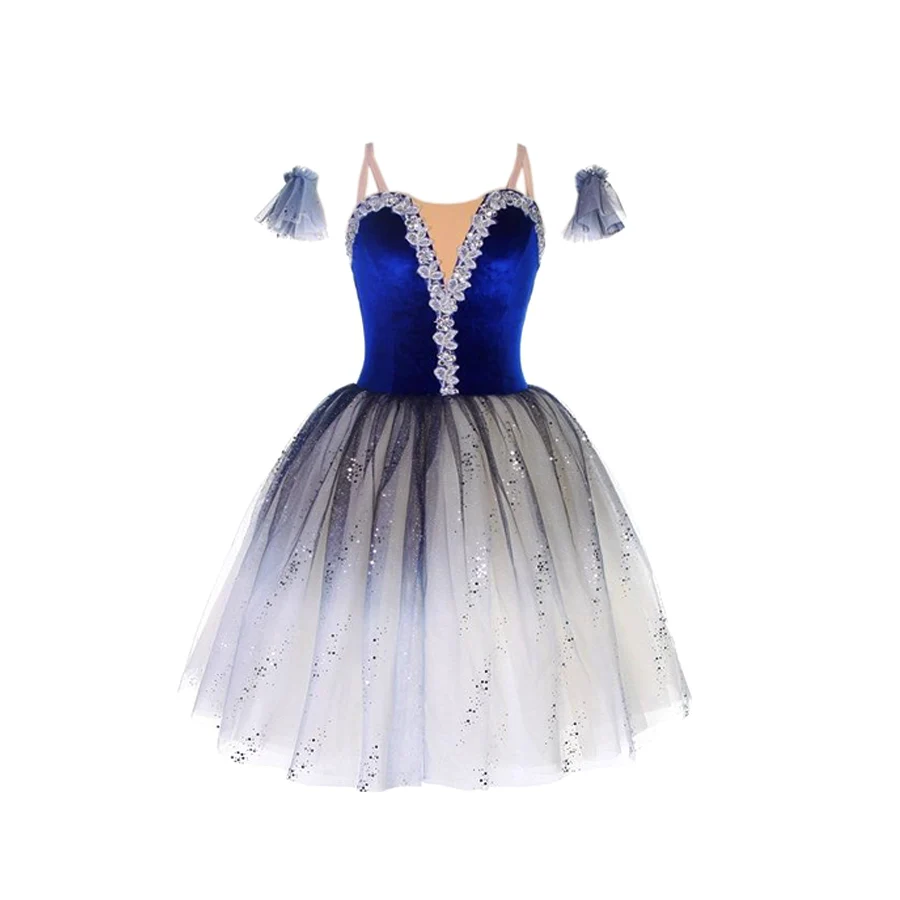 

Professional Blue Ballet Skirt Long Dance Dress For Children Women Performance Costumes Girls Sling Ballet Dance Skirts