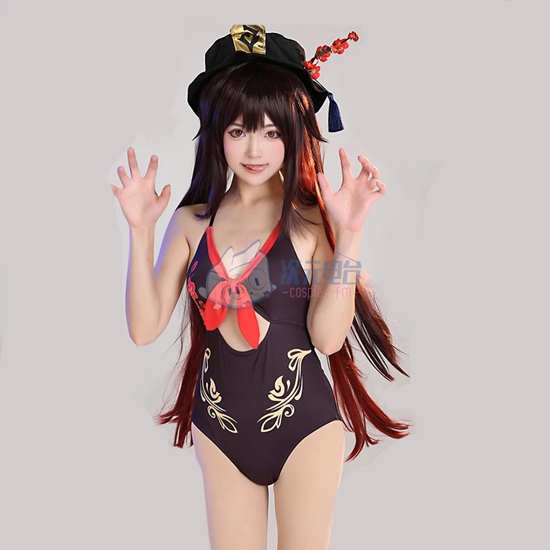 

Аниме игра Genshin Impactc цельный купальник боди косплей костюм женский летний облегающий купальник Sukumizu купальный костюм