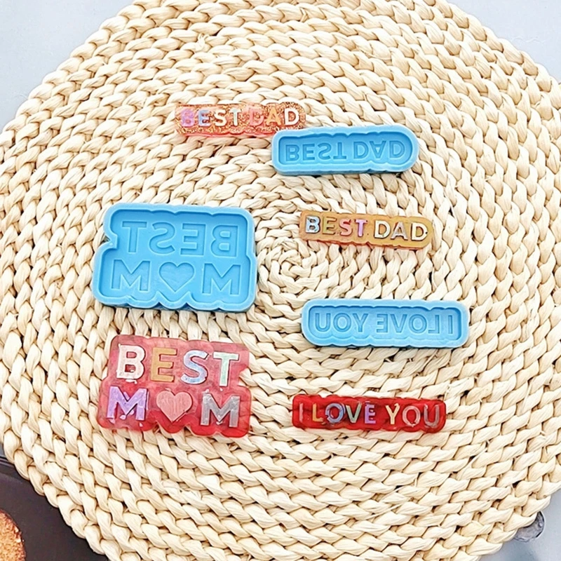 

BEST MOM DAD Mold Silicone Hanging Pendant Mould Epoxy Resin Casting