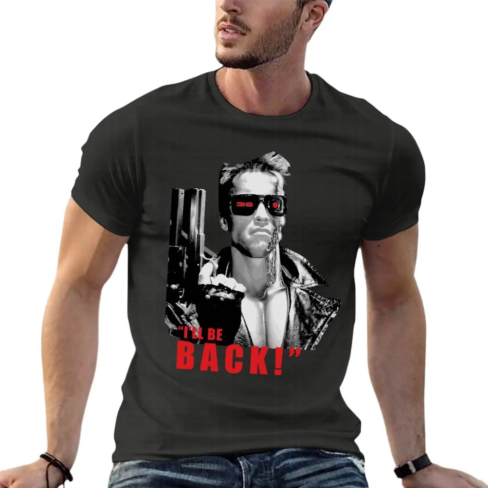 

Terminator I'Ll Be Back Arnold Oversize T Shirt For Men Clothing 100% Cotton Streetwear Big Size Top Tee