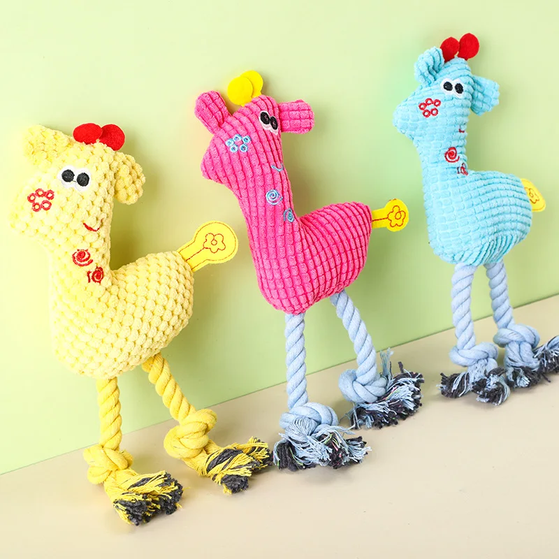 

Pet Toy Squeaking Deer Shaped Dog Toy Teeth Cleaning Plush Bone Molar Toy Puppy Training Interactive Pet Supplies