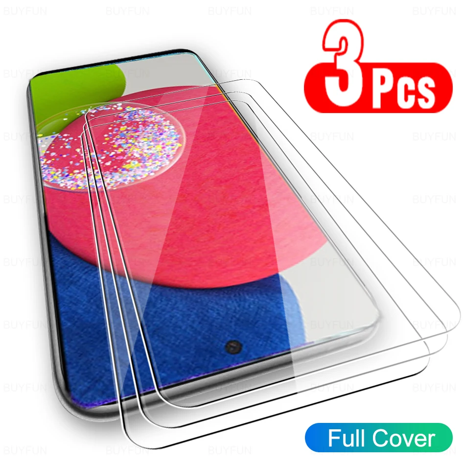 

3 PCS Tempered Glass For Samsung A52s 5G Screen Protector Full Cover Film For Galaxy A52 A52s A72 A42 A32 A22 A22s A12 5G Glass