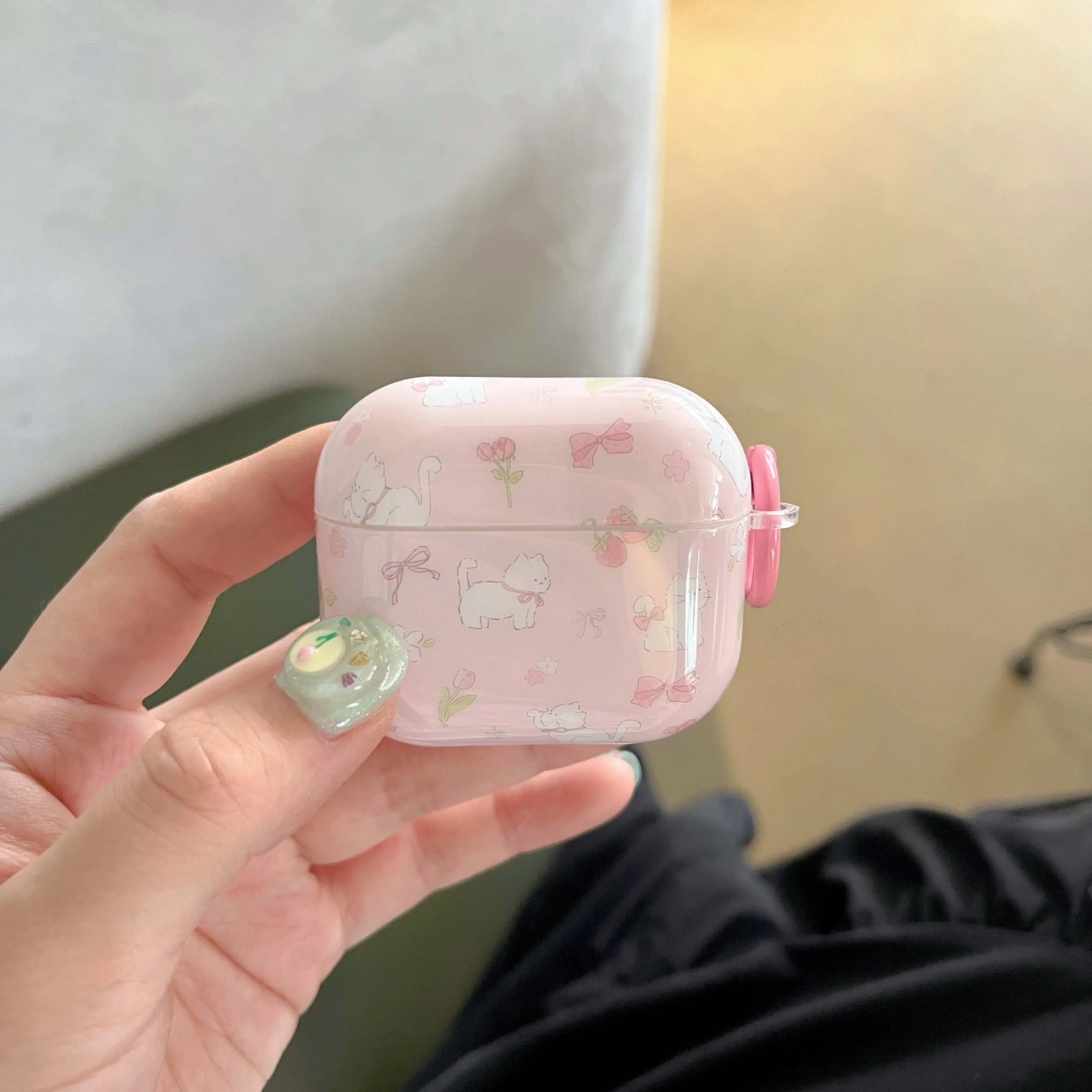 Мультяшные розовые Клубничные коты ins милые imd наушники для apple airpods 1 3 2 pro 2-я