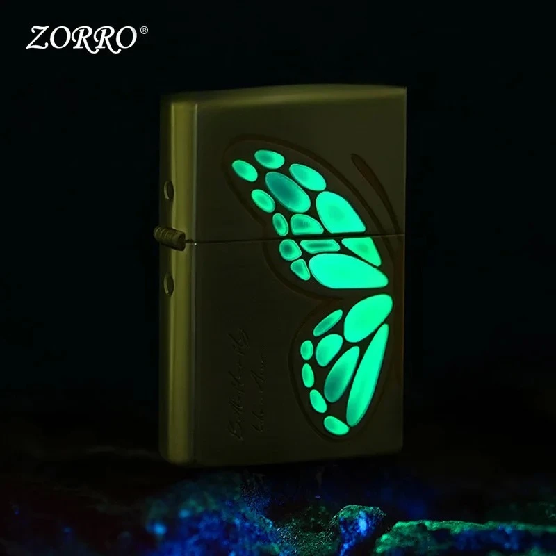 Фото Специальные зажигалки Бензиновая зажигалка ZORRO Kerosine Gen 2, светящаяся ветрозащитная зажигалка для пары «Кокон-бабочка» — стильная и персонализированная №2