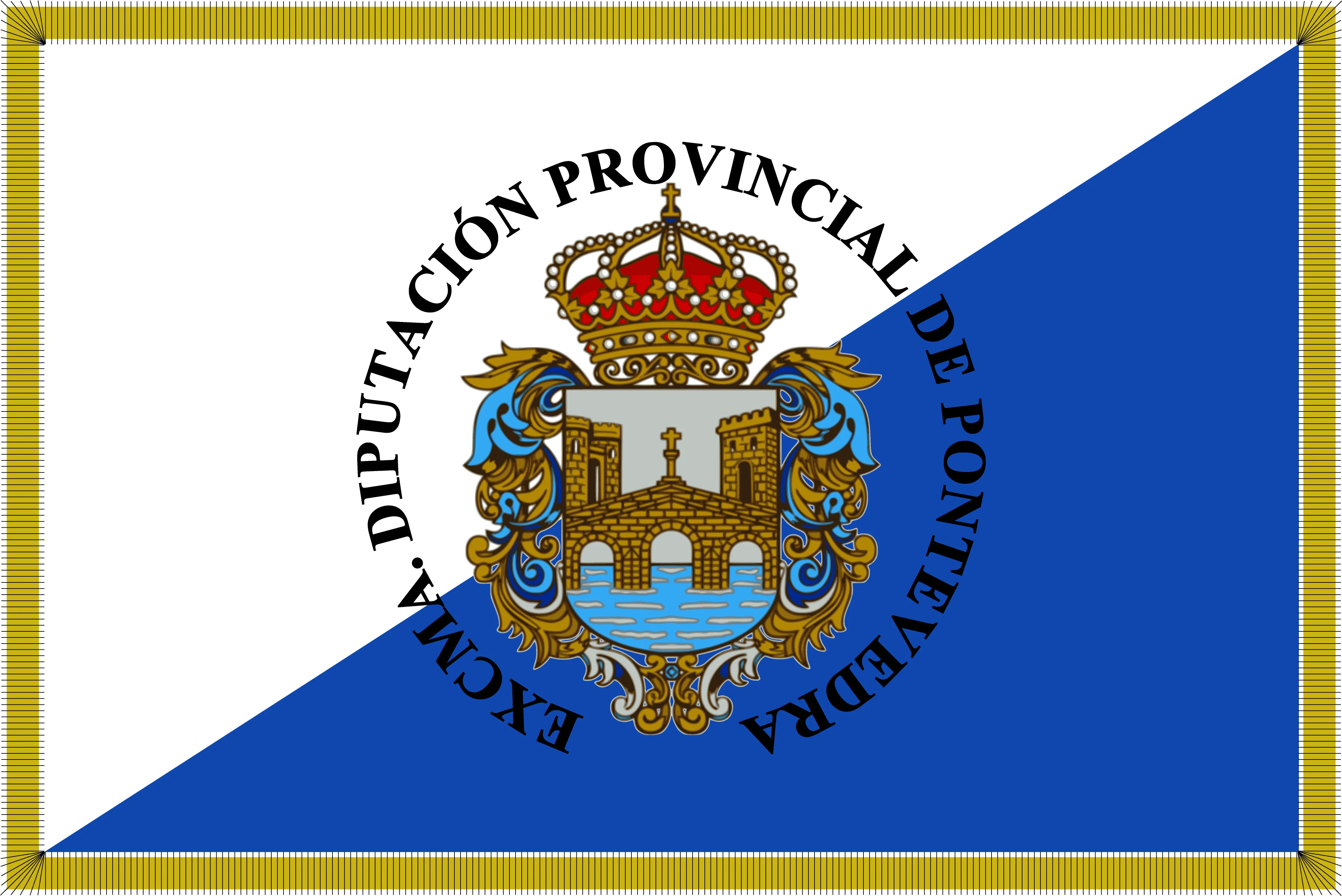 

The Spanish Flag Of Pontevedra Is Used For Decoration