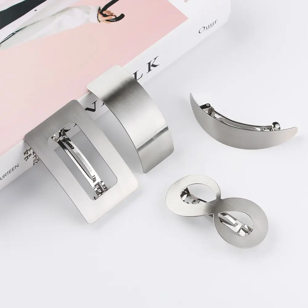 

Fashion Women Barrettes Geometric Square Girls Hairgrips Horsetail Clip Metal Hairgrips Geometry Hair Clip
