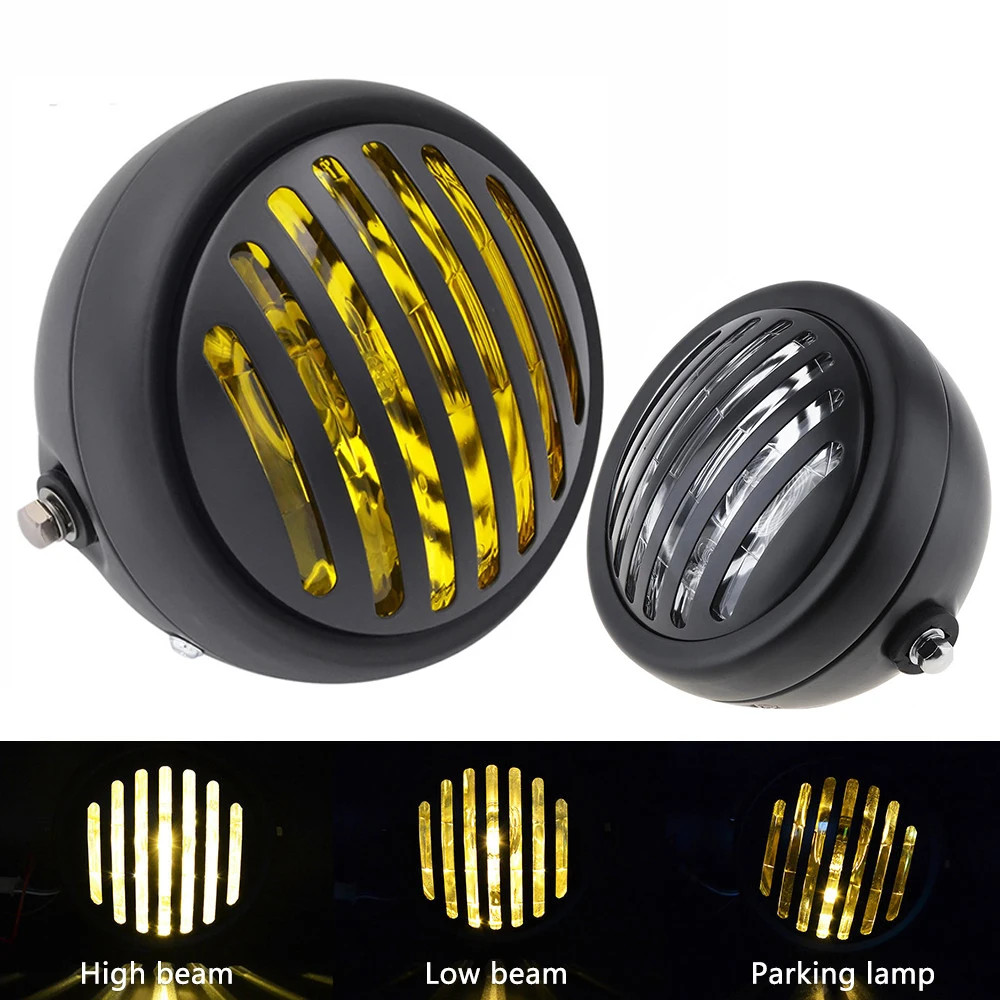 

For CG125 Harley Cafe Racer Lightings Accessories Motorcycle Retro Metal Round Fence 6.5 inch Headlamp Fog Lamp Running Lights