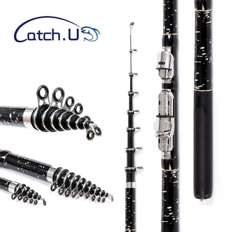 

Catch.u Rock Fishing Rod Carbon Fiber Spinning Sea Fishing Pole Ultralight Ultrashort Portable Travel Fishing Rods 1.8M-3.6M