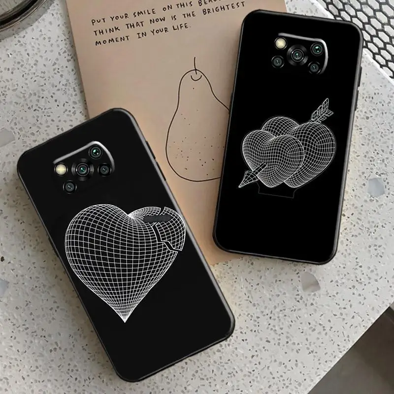 

Line Heart Pattern Phone Case For POCO X3 GT X3 Pro NFC M3 GT F3 Rqah Selena Cool Holder Protective Stand Flip TPU Pixel Smart