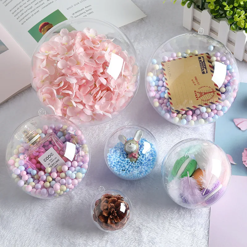 

1pcs 4/5/6/7/8/10cm Transparent Ball Open Plastic Clear Bauble Ornament Valentine's Day Party Hanging Gift Package Supplies