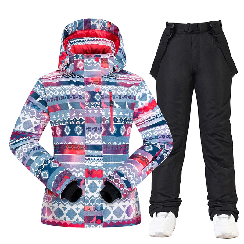 New Winter Ski Suit For Women Set Windproof Waterproof Warm Skiing Snowboarding Suits Set Female Outdoor Hot Ski Jacket + Pants